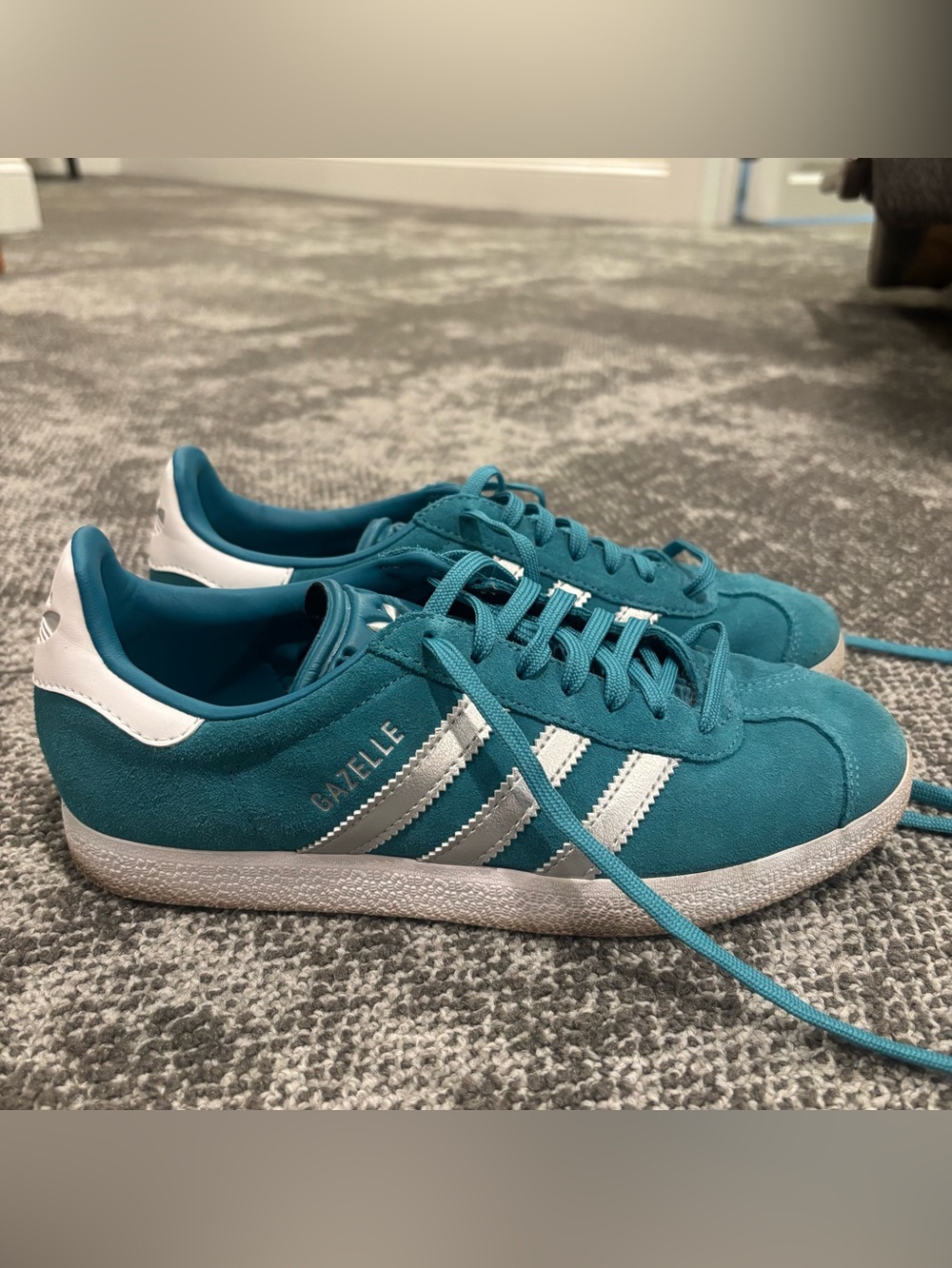 Adidas Gazelle Teal Silver Shoes Womens U.S. 6
